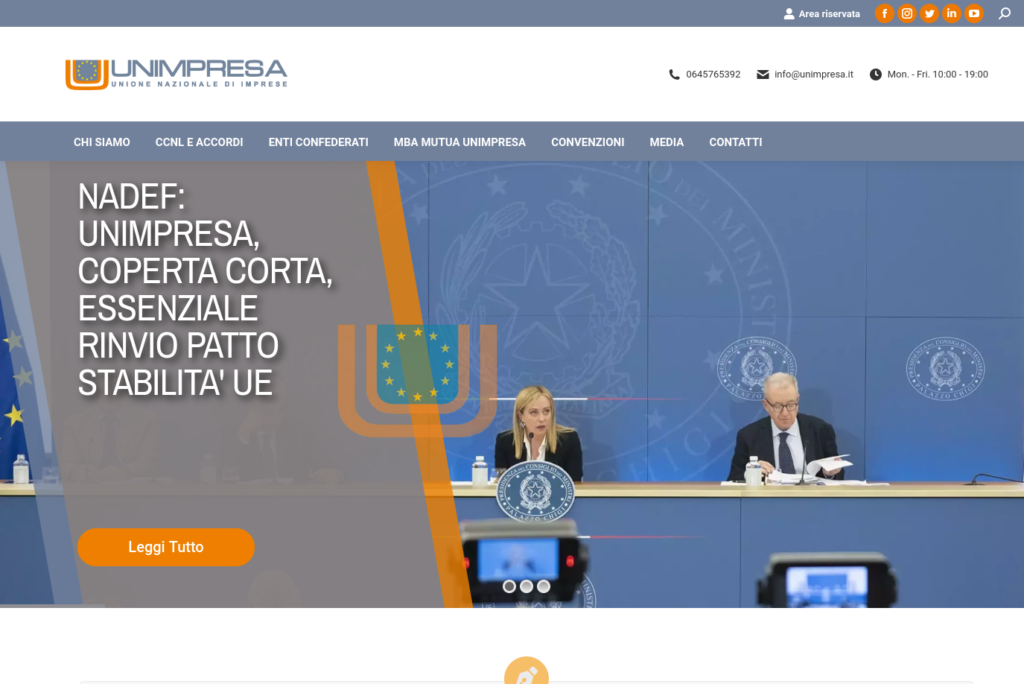 Sito web di Unimpresa, Unione Nazionale di Imprese