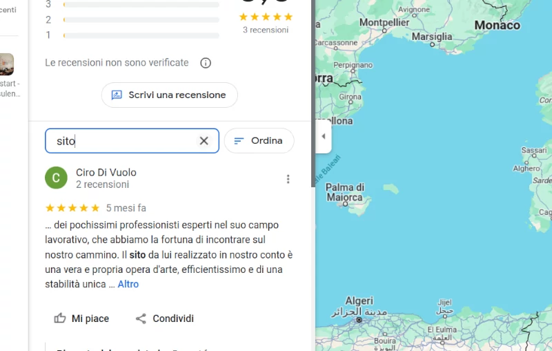 Quarto passaggio per cercare argomenti precisi nelle recensioni di Google Maps